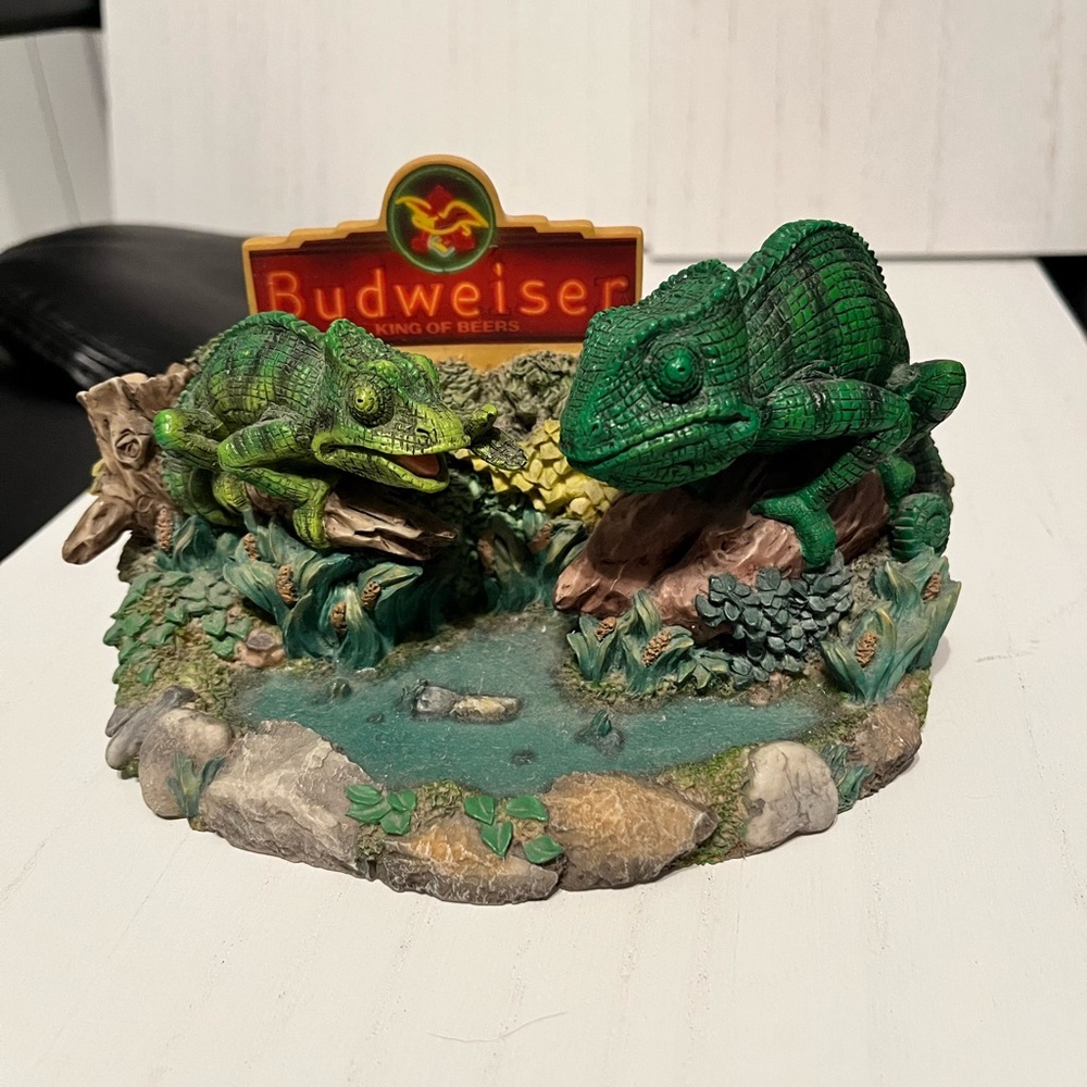 VTG Budweiser Beer Lizards Louie & Frank Chameleons Figurine 1998 Anheuser-Busch